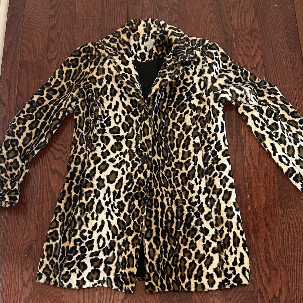 Chico's Leopard Print Teddy Jacket